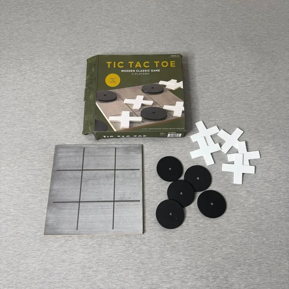 TIC TAC TOE Large Wooden Classic Game Board